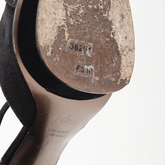 Fendi Vintage Icon Black Suede Velvet Buckle Platforms - Picture 5 of 11